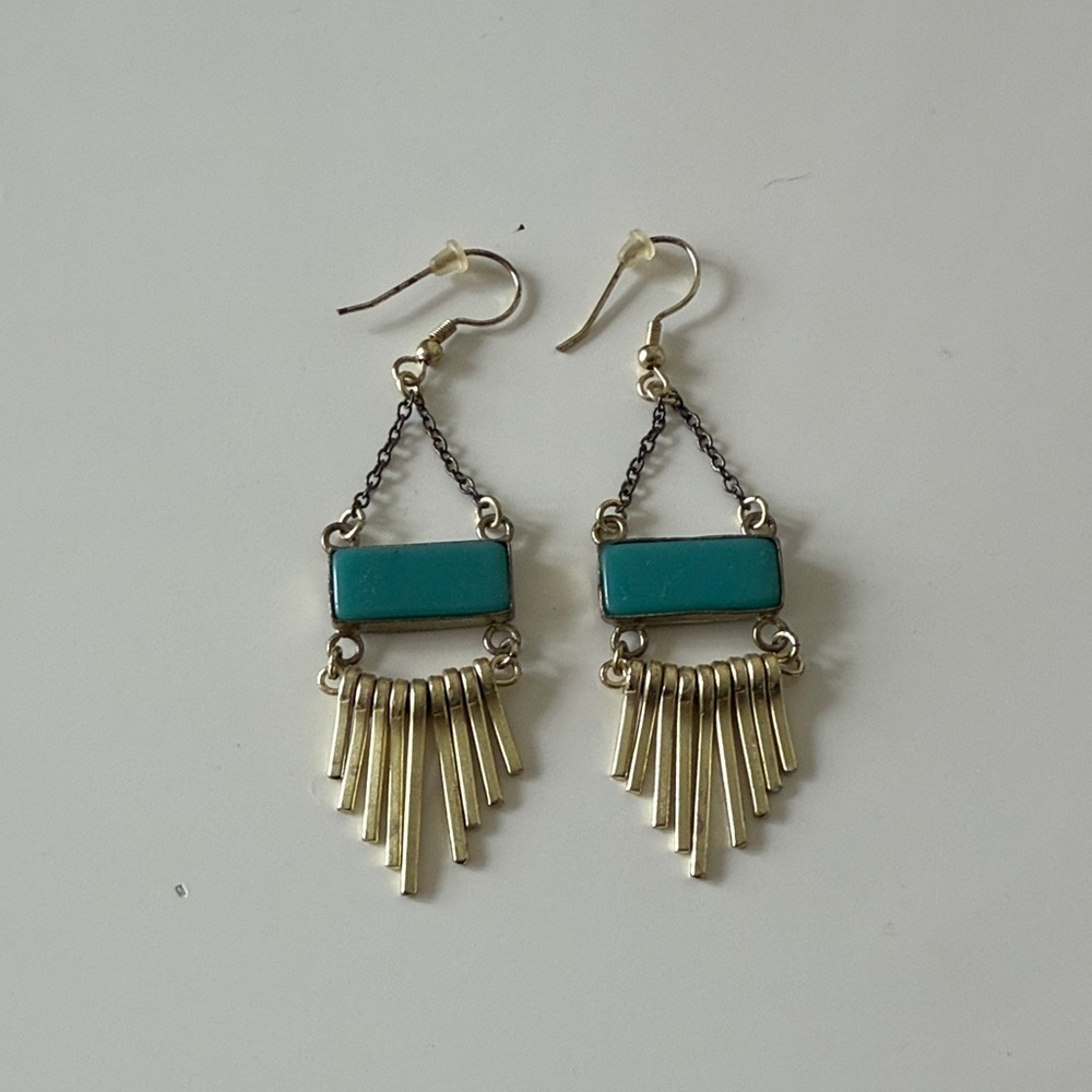 Turquoise and Gold Dangle Earrings